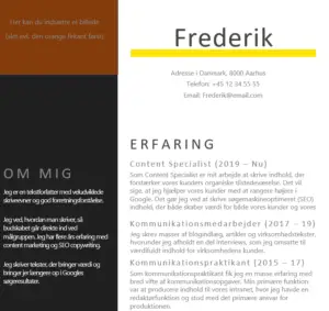 CV-eksempel: Et CV, der kan både det, et kronologisk og et kompetence-CV kan. Med god mulighed for at udvide mere flere erfaringer